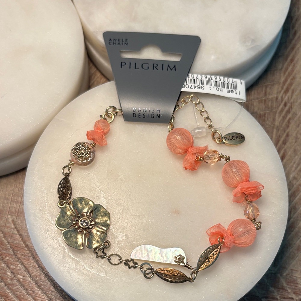 (#85) Pilgrim Gold and Coral Bracelet